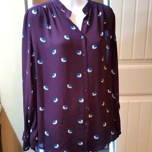 Loft Medium Plum long sleeve blouse
